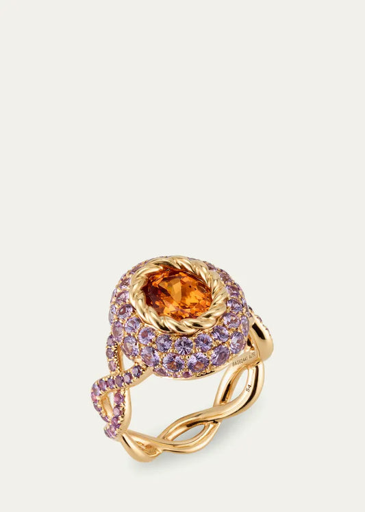 Orange Blossom Ring with Garnet and Sapphires