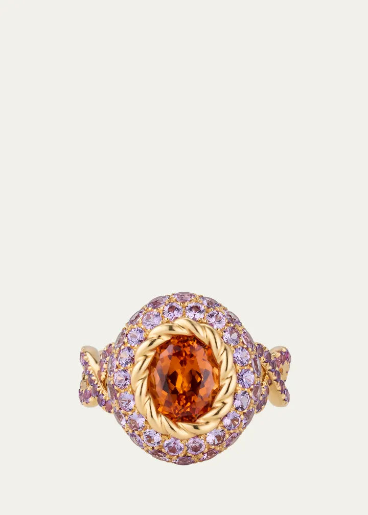 Orange Blossom Ring with Garnet and Sapphires