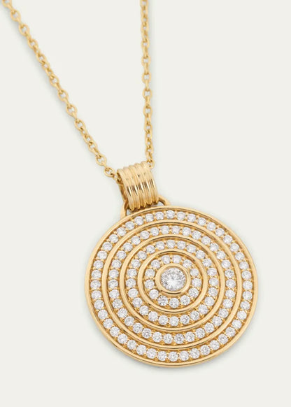 Universum Pave Medallion Necklace with White Diamonds