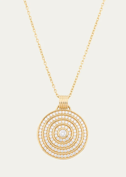 Universum Pave Medallion Necklace with White Diamonds