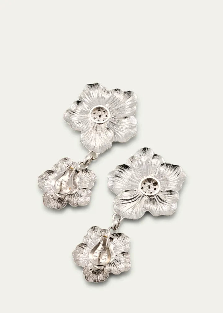 Blossoms Gardenia Sterling Silver and Gold Pendant Earring