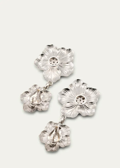 Blossoms Gardenia Sterling Silver and Gold Pendant Earring