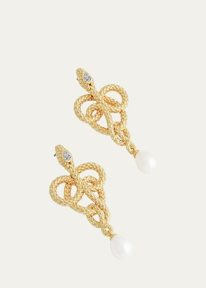 Serpent Pearl Drop Earrings