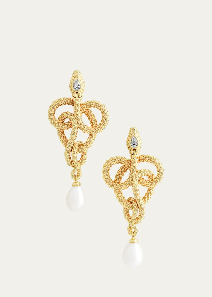 Serpent Pearl Drop Earrings