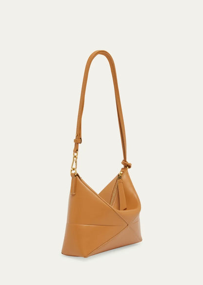 Puzzle Fold Leather Pouch Shoulder Bag