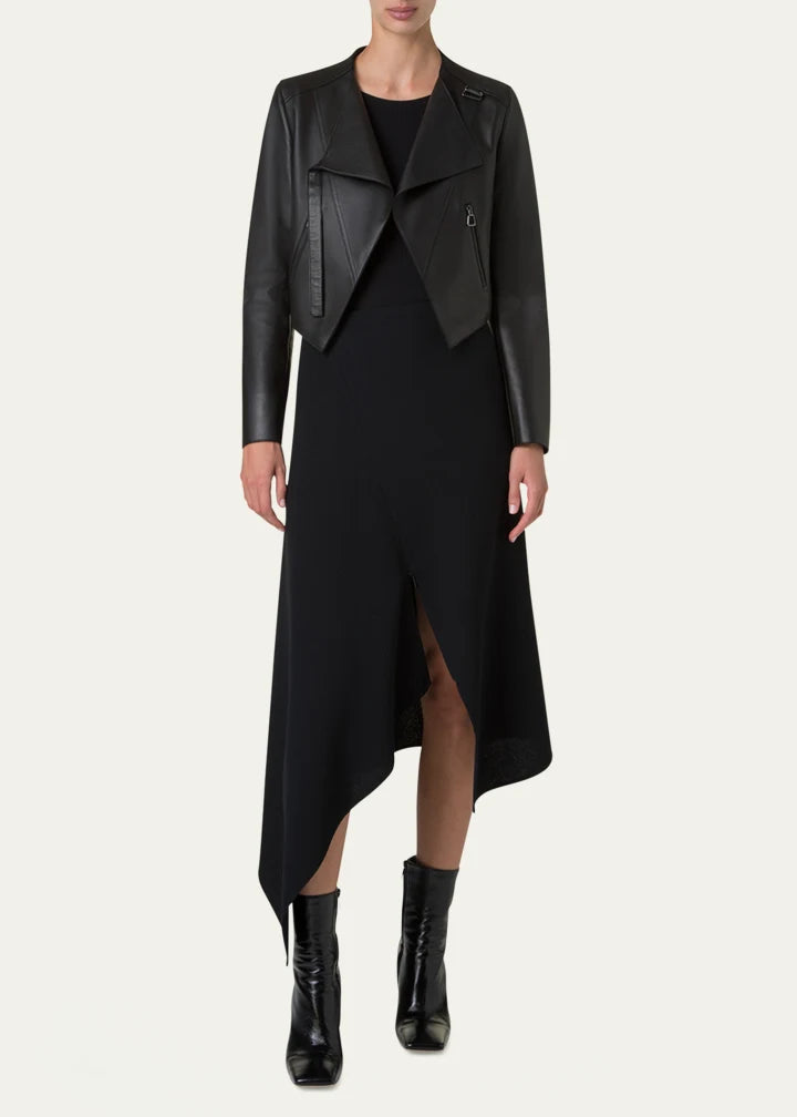 Nappa Leather Crop Moto Jacket