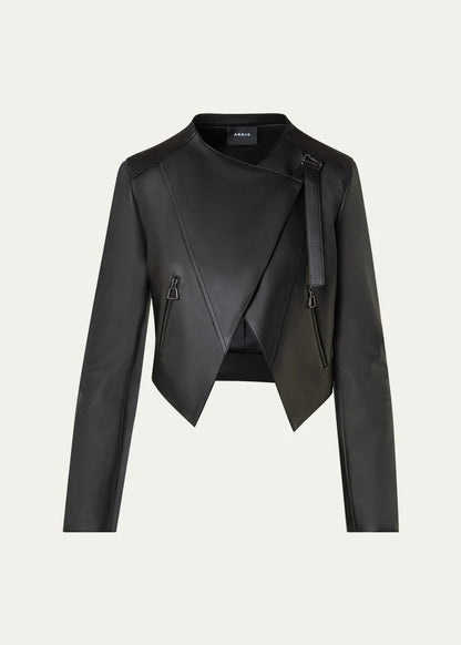 Nappa Leather Crop Moto Jacket