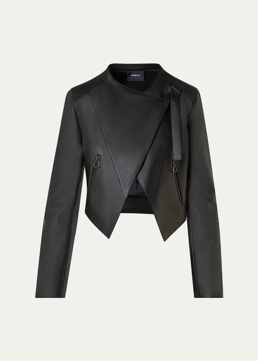 Nappa Leather Crop Moto Jacket