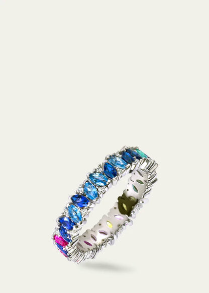 Rainbow Veto Scarlet Ring with Lab Grown Sapphires, Emeralds, Rubies and Cultured Diamonds