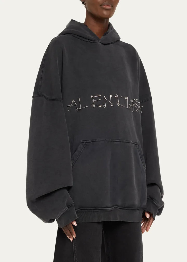 Safety-Pin Logo Oversized Hoodie