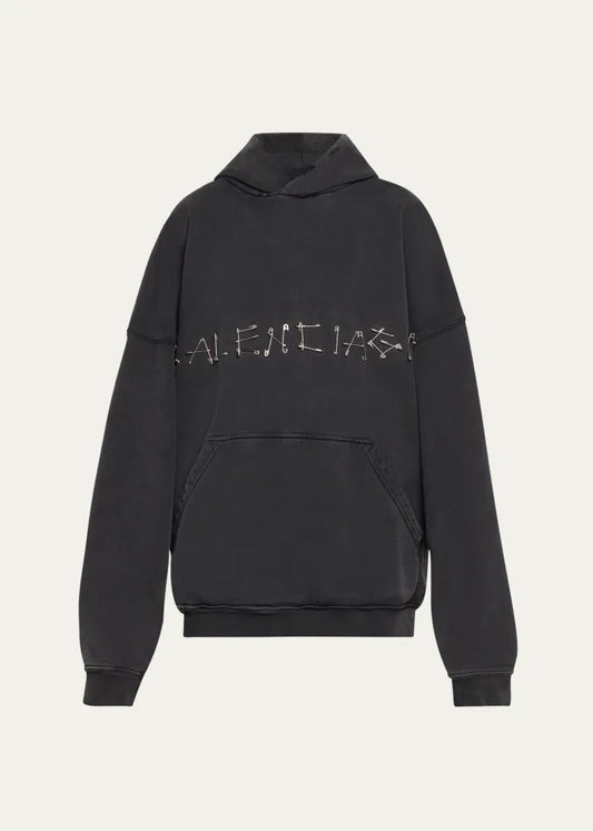 Safety-Pin Logo Oversized Hoodie