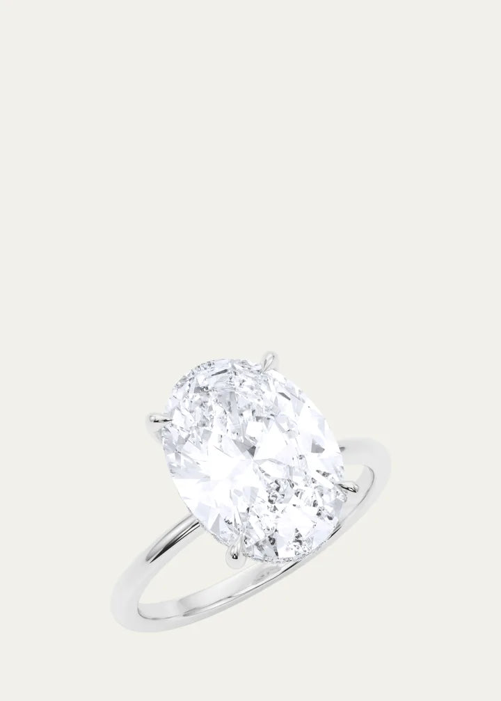 Oval Cut Hidden Halo Platinum Lab Grown Diamond Ring