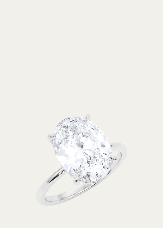 Oval Cut Hidden Halo Platinum Lab Grown Diamond Ring