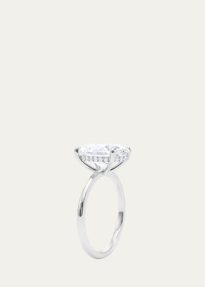 Oval Cut Hidden Halo Platinum Lab Grown Diamond Ring