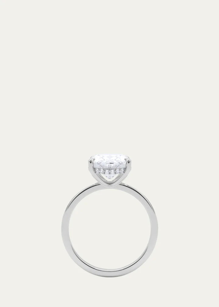 Oval Cut Hidden Halo Platinum Lab Grown Diamond Ring