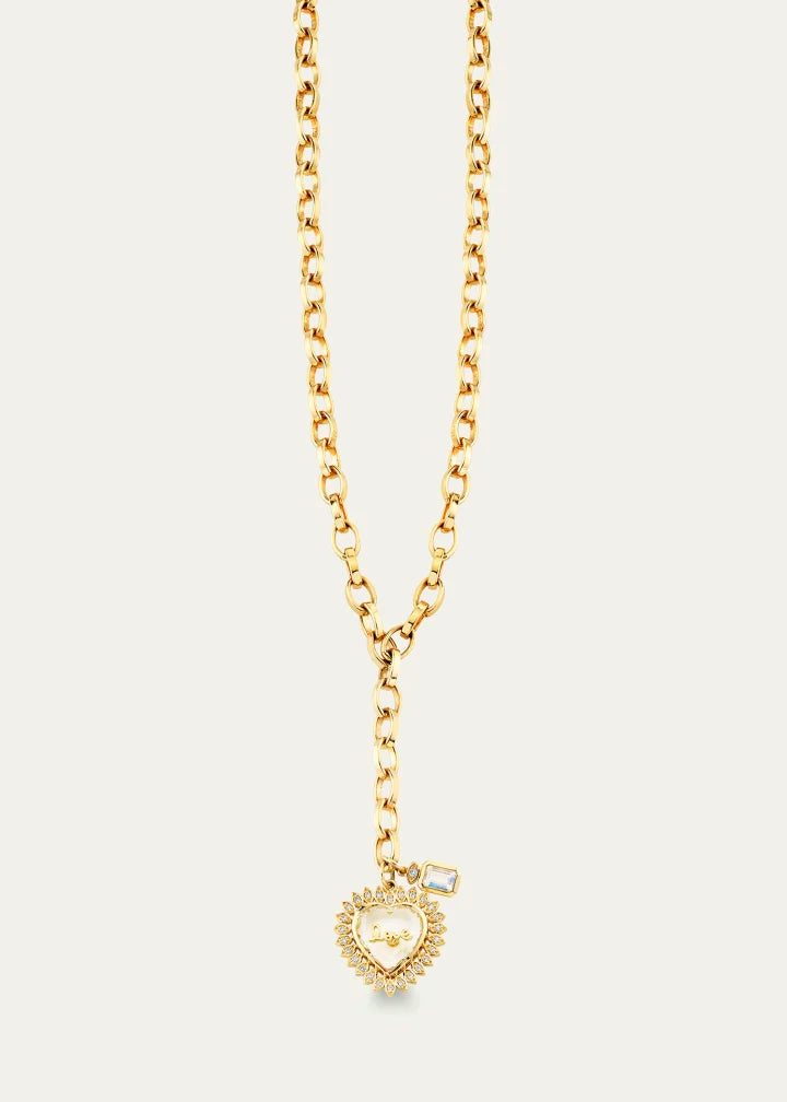 Love Quartz Marquis Eye Heart Lariat Necklace