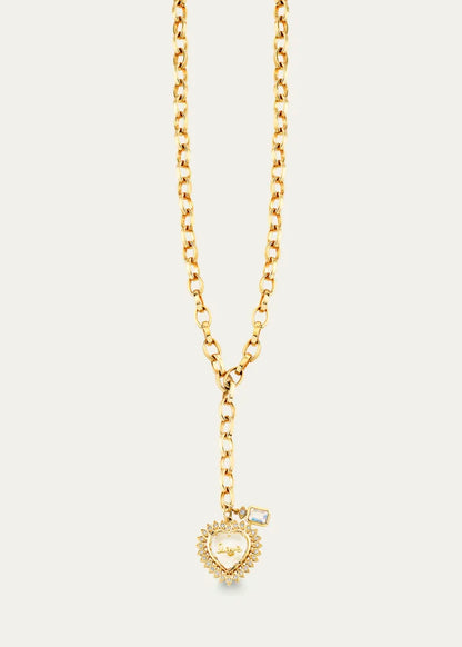 Love Quartz Marquis Eye Heart Lariat Necklace