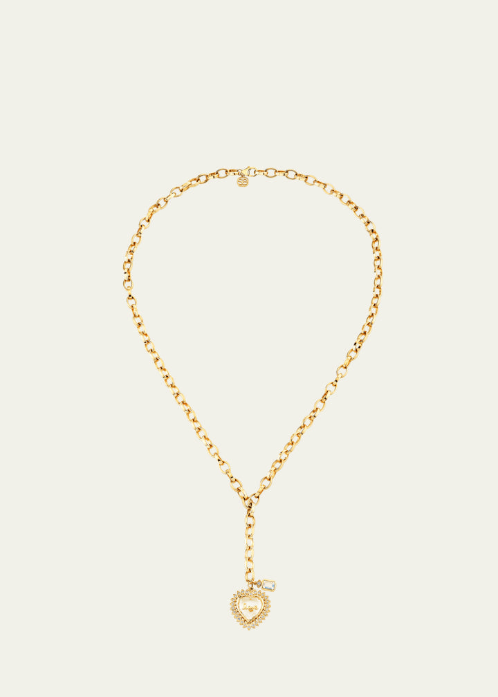 Love Quartz Marquis Eye Heart Lariat Necklace