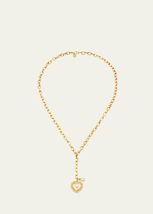 Love Quartz Marquis Eye Heart Lariat Necklace