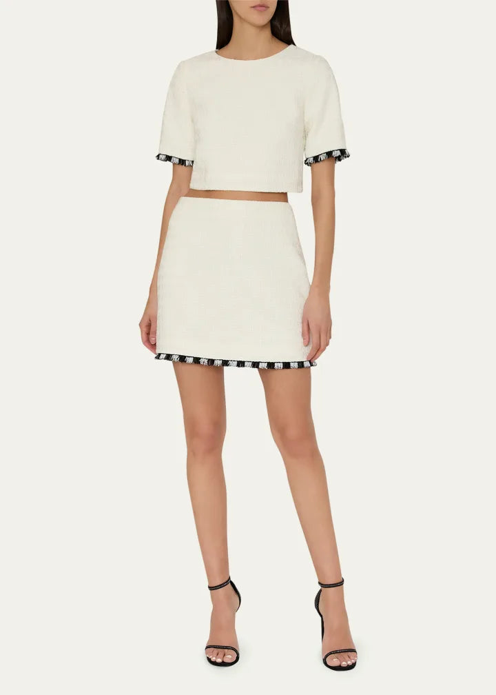 Milly Lee Bead Fringe Tweed Crop Top