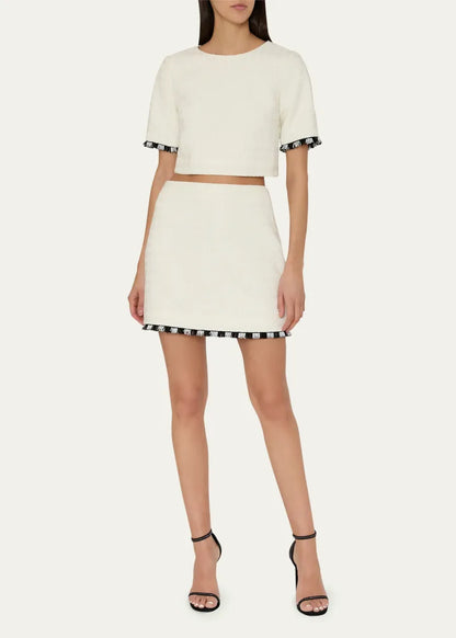 Milly Lee Bead Fringe Tweed Crop Top