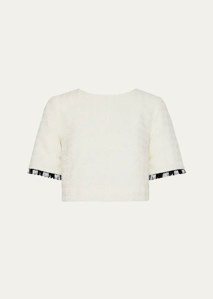 Milly Lee Bead Fringe Tweed Crop Top