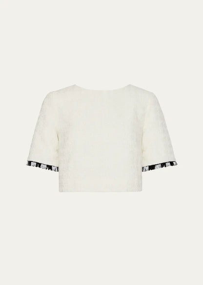Milly Lee Bead Fringe Tweed Crop Top