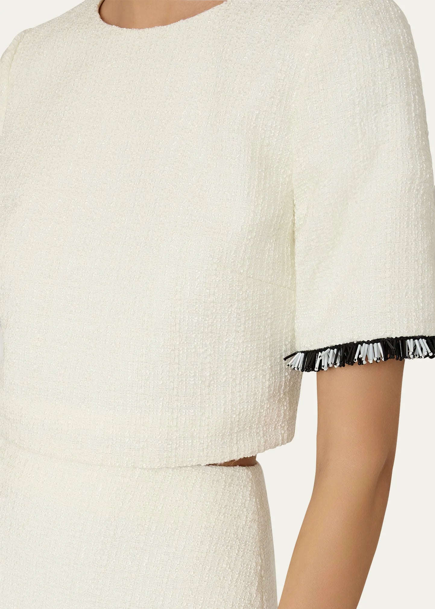 Milly Lee Bead Fringe Tweed Crop Top