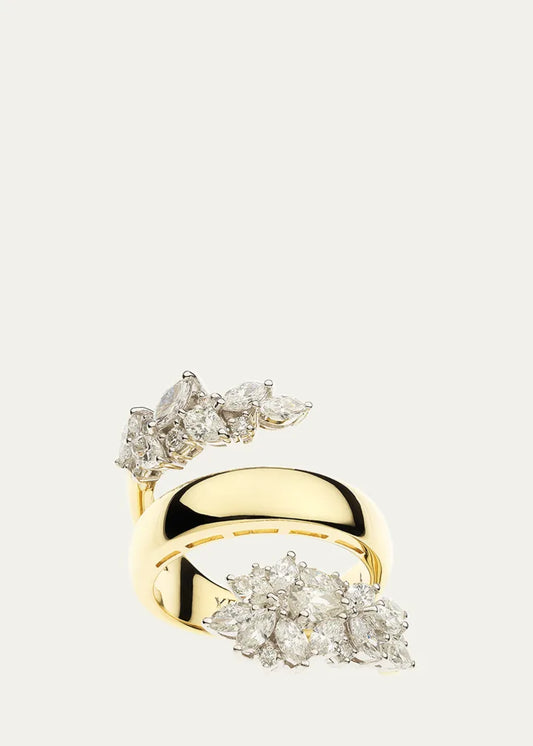 Yellow and White Diamond Wrap Ring