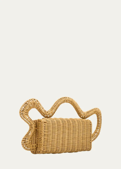 Elsa Wavy Rattan Clutch Bag