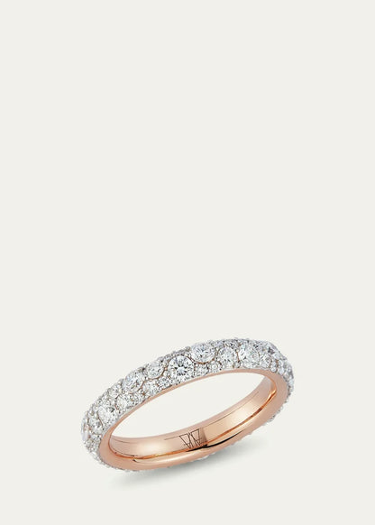 Rose Gold and White Diamond Band Ring
