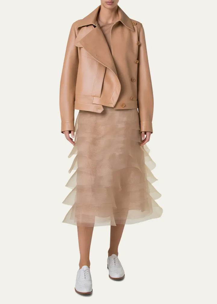 Arno Boxy Leather Trench Jacket