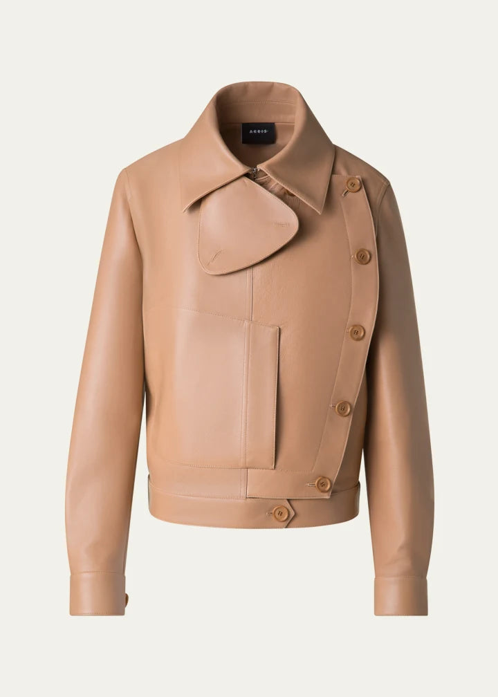 Arno Boxy Leather Trench Jacket