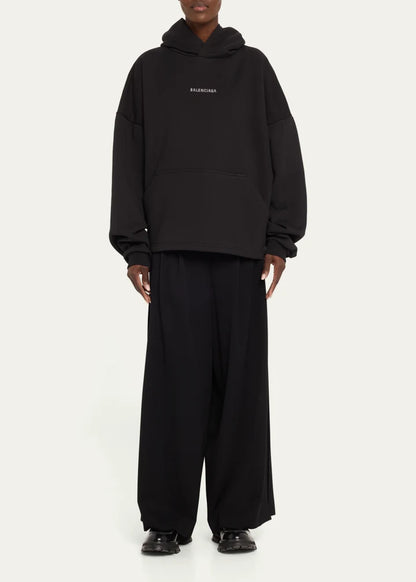 Logo Embellished Cropped Hoodie