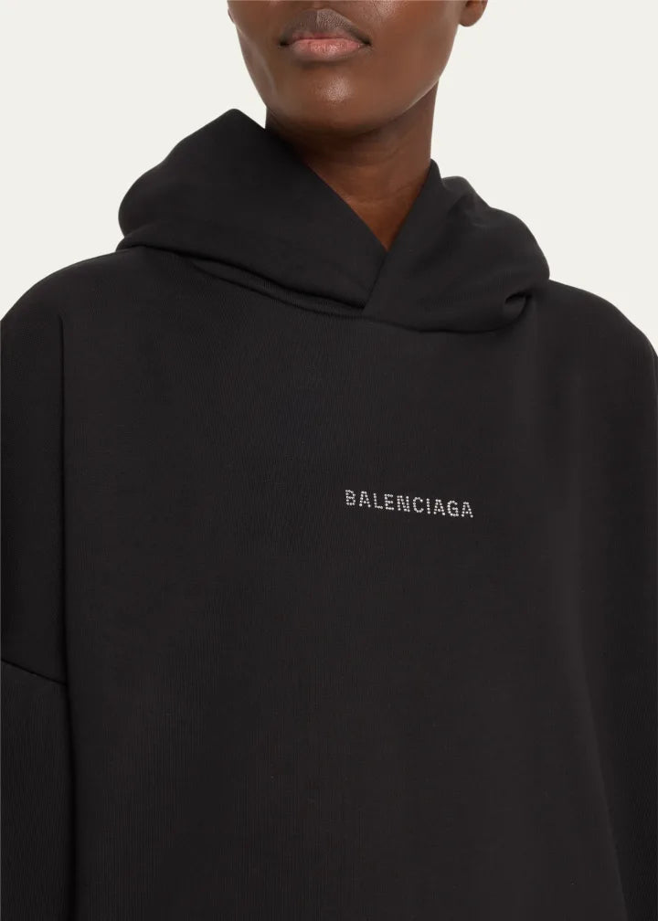 Logo Embellished Cropped Hoodie