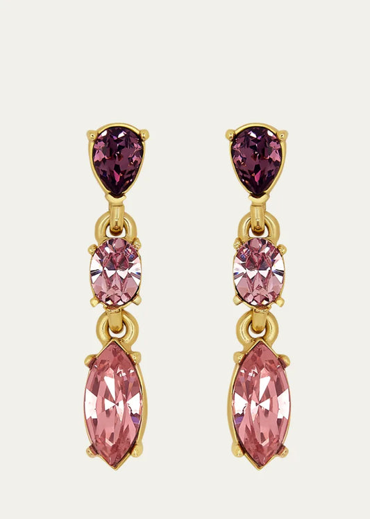 Crystal Three-Drop Earrings