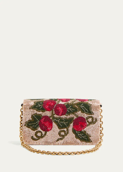 Vain Small Cherries Beaded Clutch Bag