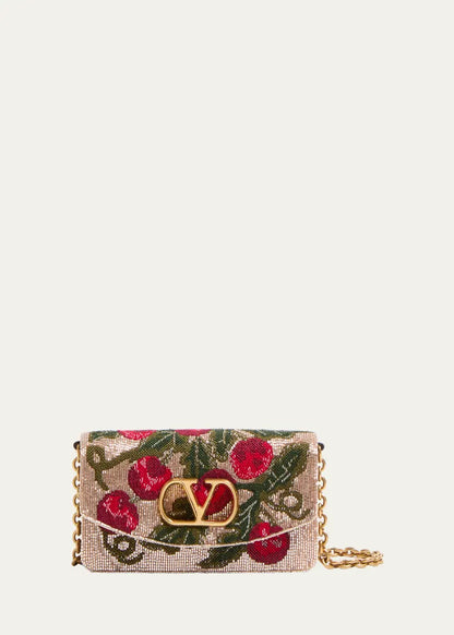 Vain Small Cherries Beaded Clutch Bag