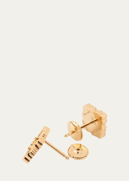 Opera Tulle  Gold and Red Enamel Button Earrings