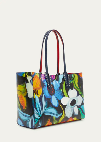 Cabata Small Tote Bag in Flower-Print Leather