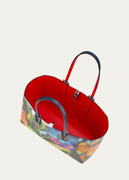 Cabata Small Tote Bag in Flower-Print Leather