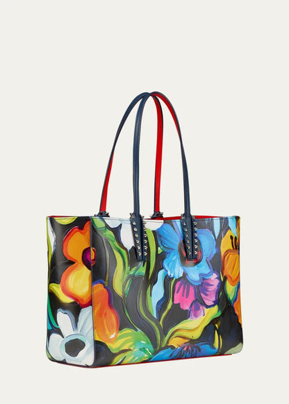 Cabata Small Tote Bag in Flower-Print Leather