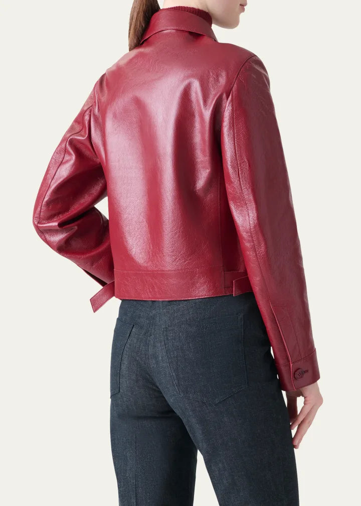 Peer Lacquered Leather Short Jacket