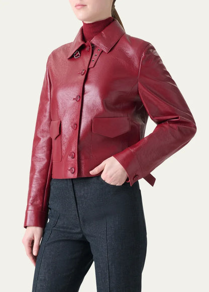 Peer Lacquered Leather Short Jacket