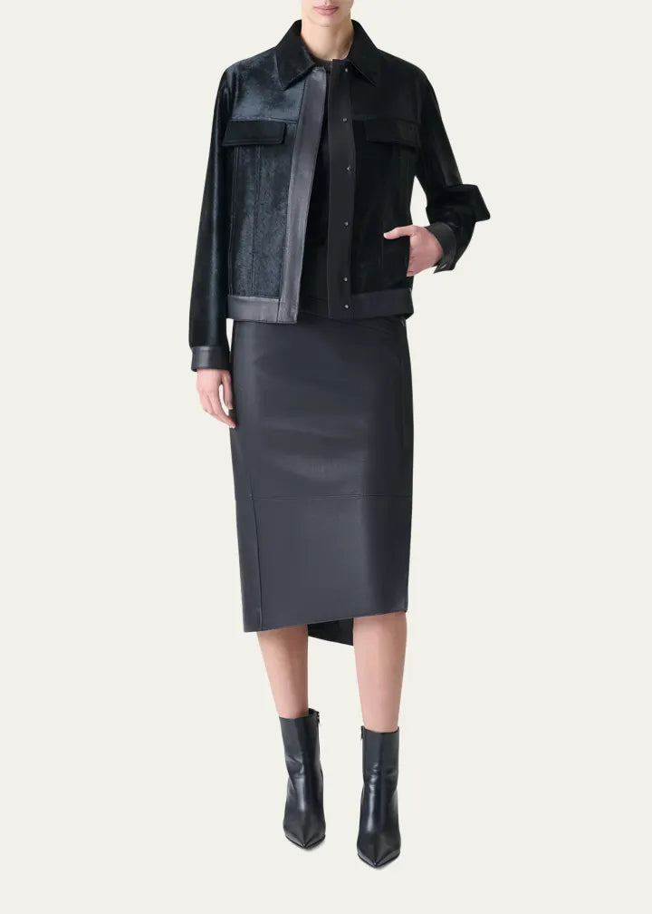 Gemini Calf Shearling and Leather Trucker Jacket