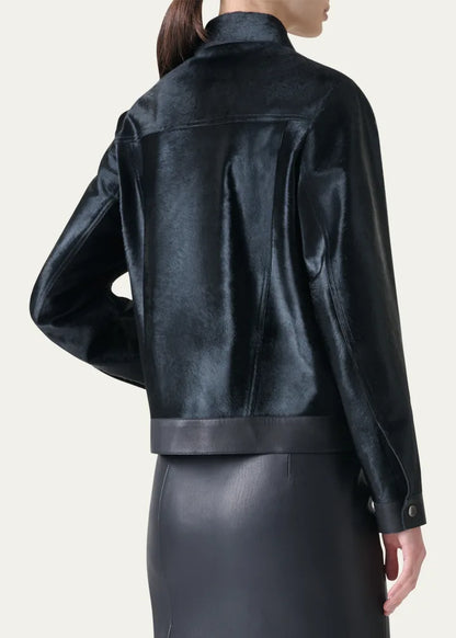 Gemini Calf Shearling and Leather Trucker Jacket