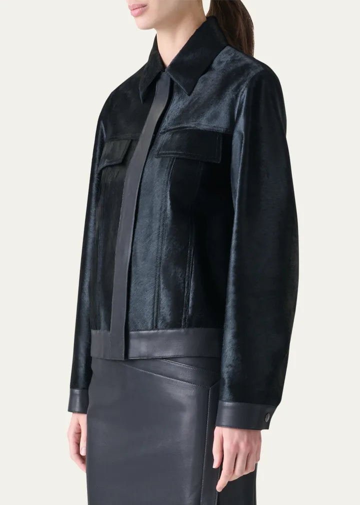 Gemini Calf Shearling and Leather Trucker Jacket