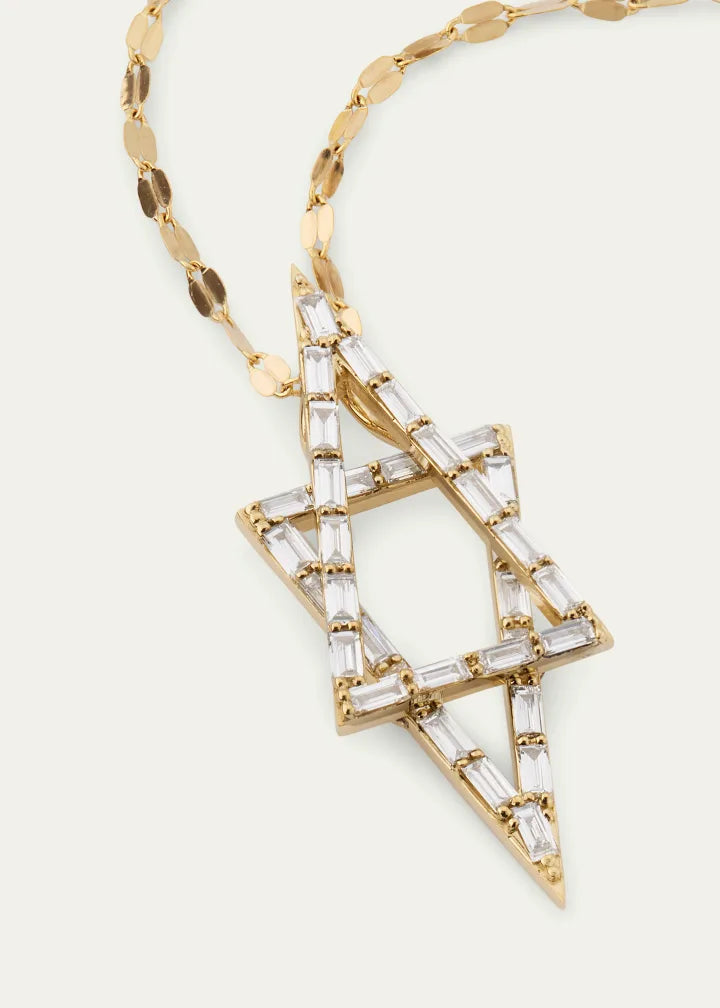 Baguette Diamond Star of David Pendant Necklace
