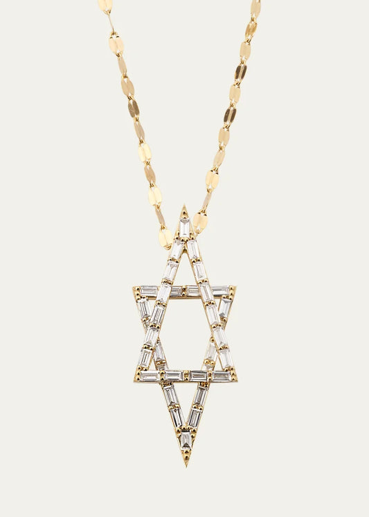 Baguette Diamond Star of David Pendant Necklace