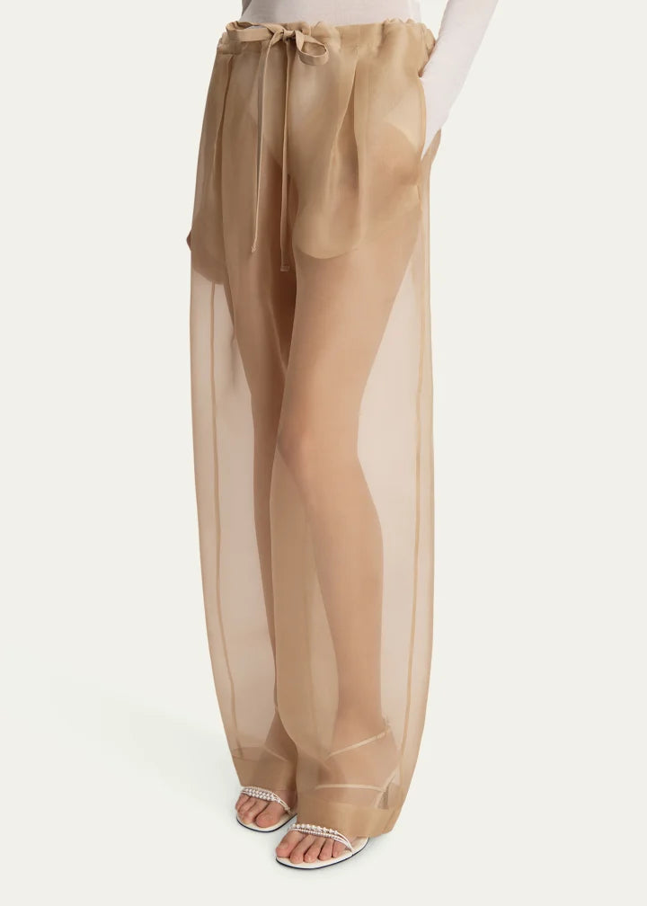 Khaite Trenton Drawstring Sheer Pants